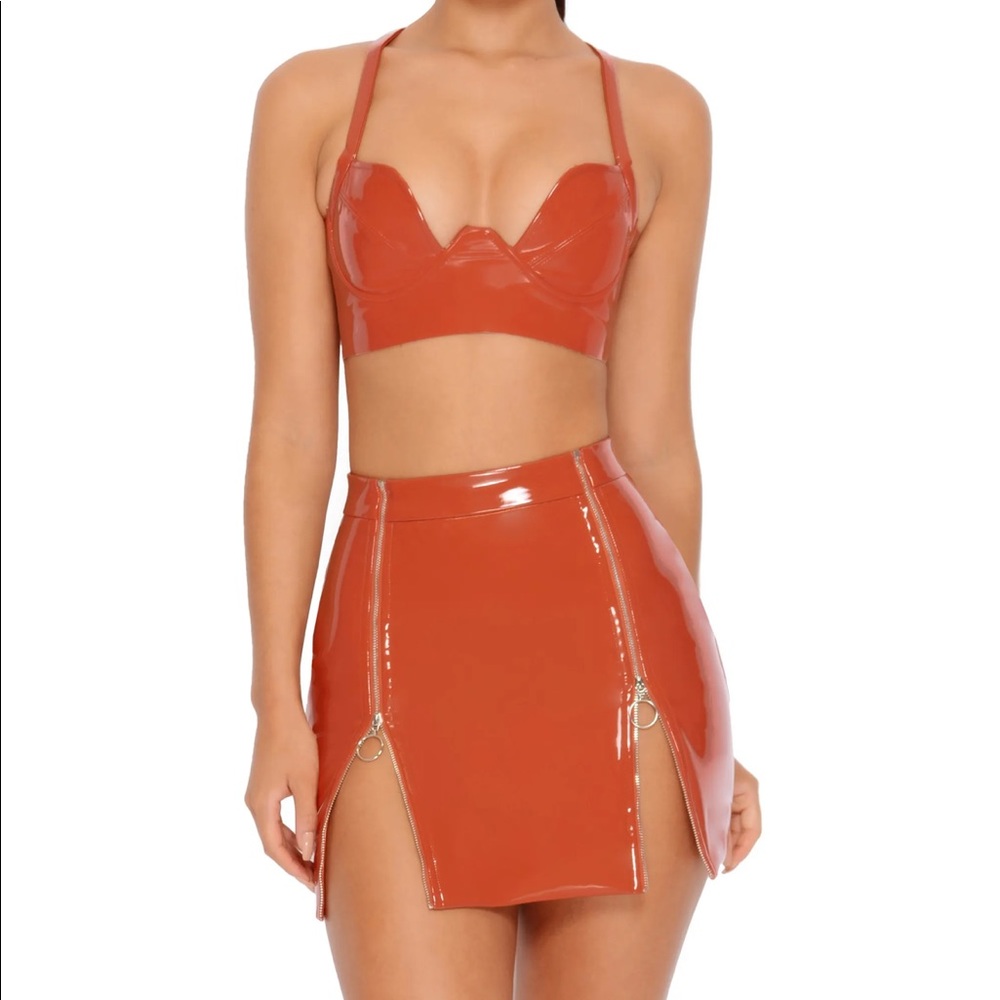 OH POLLY VINYL SKIRT SET - RUST ORANGE